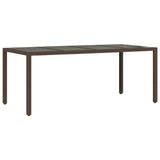 Garden Table with Glass Top Brown 190x90x75 cm Poly Rattan 365593