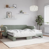 Daybed with Trundle and Mattresses Light Grey 90x190 cm Velvet 3197155