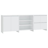 3 Piece Sideboard White Engineered Wood 3098073