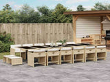 17 Piece Garden Dining Set with Cushions Beige Poly Rattan 3211186
