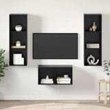 TV Cabinet Set Black Oak 37 x 37 x 107 cm Engineered Wood 3393364