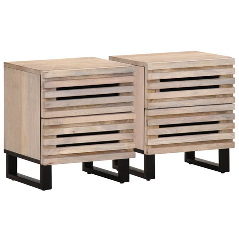 ZNTS Bedside Cabinets 2 pcs 40x33x46 cm Solid Wood Bleached Mango 377433