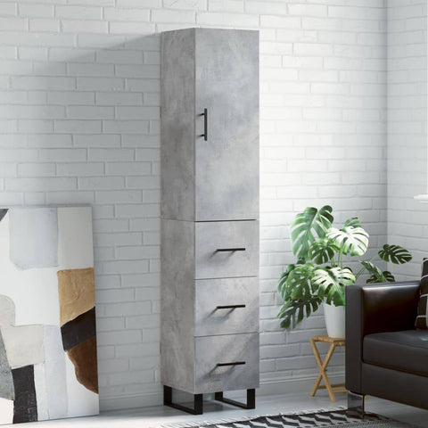 Highboard Concrete Grey 34.5x34x180 cm Engineered Wood 3198877