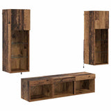 TV Wall Units Wall-mounted 5 pcs Black Oak Engineered Wood 3402923