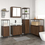 Bathroom Furniture Set with Shelf 5 pcs Brown Oak and Black 3328388