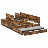 Storage Bed Frame with Drawer Smoked Oak 120 cm Engineered Wood 3335689