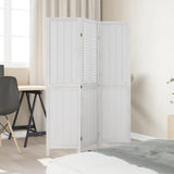 Room Divider 3 Panels White Solid Wood Paulownia 358717