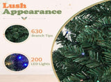 6FT Dark Green Pre-Lit Christmas Tree with Multicolor Lights, Pointed PVC, 629 Tips, 3-Section Auto 38519794