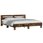 ZNTS Bed Frame without Mattress Smoked Oak 200x200 cm 3207396