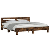 Bed Frame Smoked Oak Engineered Wood Double Modern Bed Frame 3207396