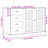 Sideboard with Drawers VIGO 113x40x75 cm White Solid Wood Pine 353188