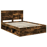Bed Frame Smoked Oak 160 x 200 cm Solid Pine Wood 3409331