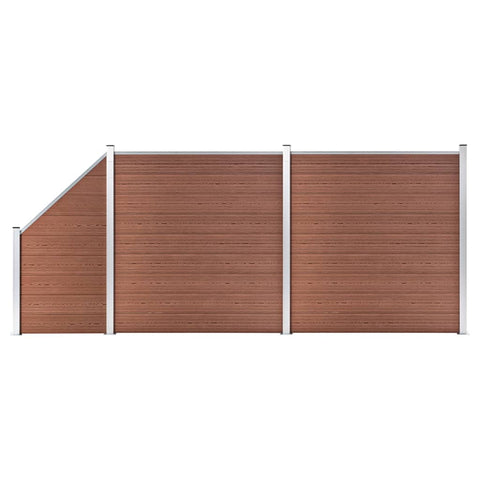 WPC Fence Set 2 Square + 1 Slanted 446x186 cm Brown 3053216