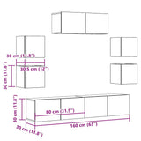 7 Piece TV Cabinet Set Wall-mounted Artisan Oak Engineered Wood 3329014