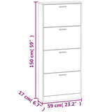 Shoe Cabinet White 59x17x150 cm Engineered Wood 342518