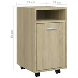 Side Cabinet with Wheels Sonoma Oak 33x38x60 cm Engineered Wood 803050