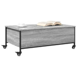 ZNTS Coffee Table with Wheels Grey Sonoma 91x55x34 cm Engineered Wood 842299