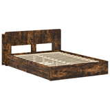 Bed Frame with Storage Smoked Oak 135 x 190 cm Engineered Wood 3433584