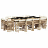 13 Piece Garden Dining Set with Cushions Beige Poly Rattan 3211762
