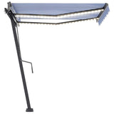 Manual Retractable Awning with LED 350x250 cm Blue and White 3069721