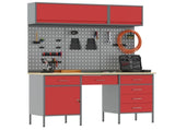 Work Cabinet with Drawer 8 pcs Black Engineered Wood and Steel 3321458