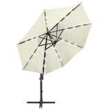 Cantilever Garden Parasol with Pole and LED Lights Sand 300 cm 312328