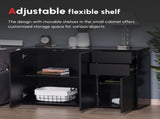 High Gloss Side Cabinet, Push-Open Design with 2 Drawers and 2 Cabinets for Living Room, 74H 117W T3398P423897