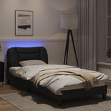 ZNTS Bed Frame with LED Lights Black 90x200 cm Faux Leather 3213906