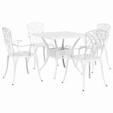Garden Table Set 5 pcs White Cast Aluminium 3334762