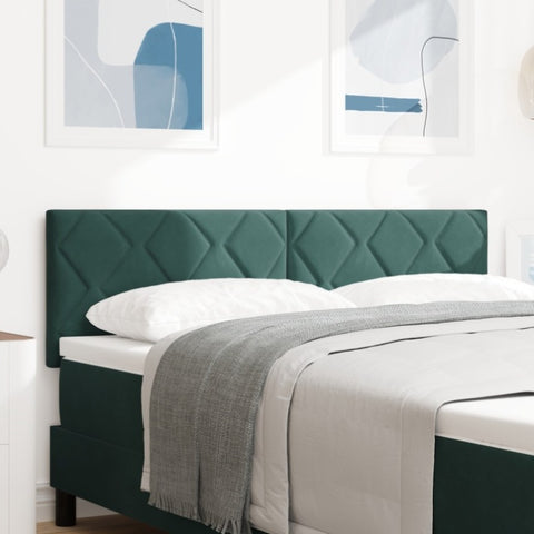 ZNTS LED Headboard Diamond Blocks Design Dark Green 144 cm Velvet 3338223