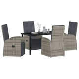Garden Dining Set with Cushion 5 pcs Grey Poly Rattan 3379501