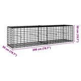Gabion Basket with Cover 200x50x50 cm Galvanised Iron 3295133