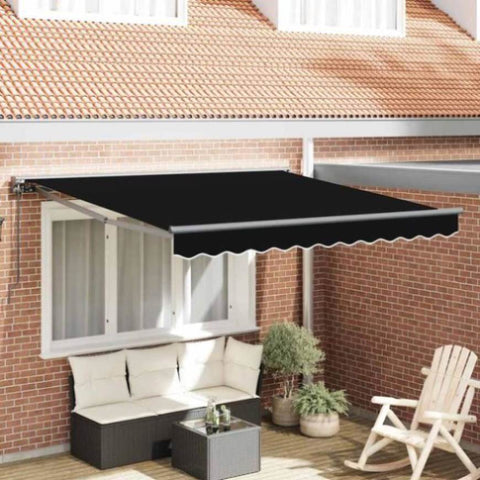 Retractable Awning Manual Black 300x250 cm Fabric 3330049