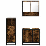 3 Piece Bathroom Furniture Set Smoked Oak Engineered Wood 3300987
