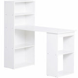 120cm Computer Desk, Wooden PC Laptop Table with 6-Tier Storage Bookshelves, Home Office Working T3398P329475