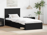 Bed Frame with Headboard Black 75 x 190 cm Solid Pine Wood 3411074