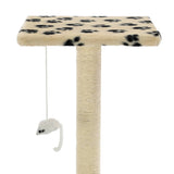 Cat Tree with Sisal Scratching Posts 95 cm Beige Paw Prints 170515