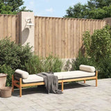 Garden Bench with Cushion Black Poly Rattan Acacia 366299