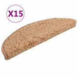 Stair Mats 15 pcs 56x17x3 cm Beige Half Round 133894