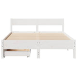 Bed Frame without Mattress White 150x200 cm King Size Solid Wood Pine 3301747