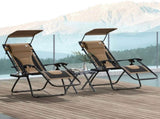 Zero Gravity Lounger Chair Set of 2, Folding Reclining Patio Chair with Shade Cover, Cup Holder, T3398P325098