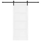 Sliding Door White and Black 83 x 202 cm Solid Pine Wood 3445407