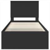 Bed Frame with Headboard Black 90 x 200 cm Solid Pine Wood 3411056
