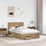 Bed Frame with Drawer Artisan Oak 120 x 190 cm Engineered Wood 3410930