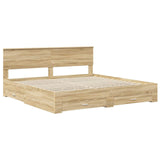 Bed Frame with Drawer Sonoma Oak 200 x 200 cm Engineered Wood 3410856