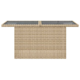 Garden Table with Glass Top Beige 100x55x73 cm Poly Rattan 366059