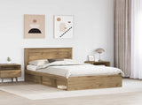 Bed Frame with Drawer Artisian Oak 135 x 190 cm Solid Pine Wood 3410103