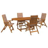 5-Piece Garden Dining Set Natural Solid Acacia Wood 3434485