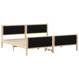 Bed Frame with Headboard Black 200 x 200 cm Solid Pine Wood 3394270