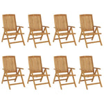 ZNTS Reclining Garden Chairs 8 pcs Solid Wood Teak 3154925